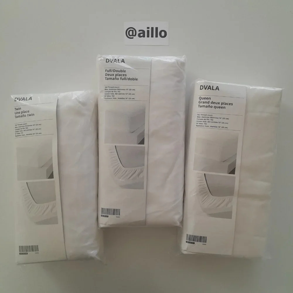 IKEA DVALA Fitted sheet, white, full double